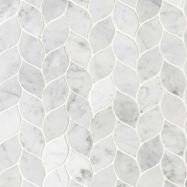 Carrara White Blanco 11.62 In. X 13.38 In. Pattern Honed Marble Mesh-Mounted Mosaic Tile, 10PK